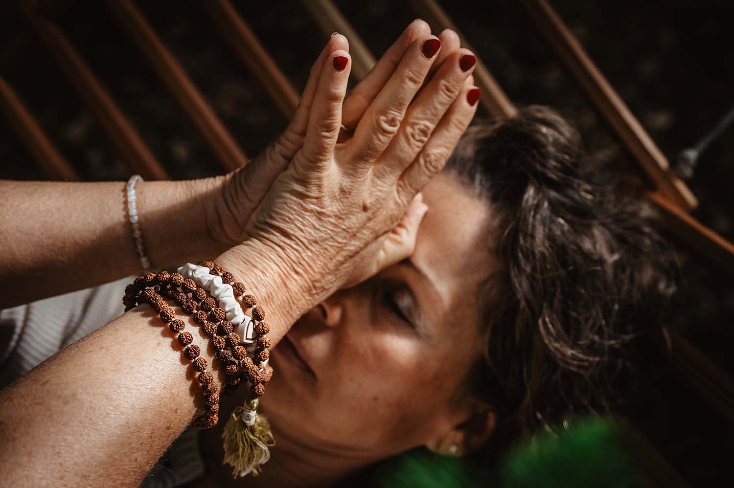 Frau, Wald, Yoga, Hand, bad Birnbach